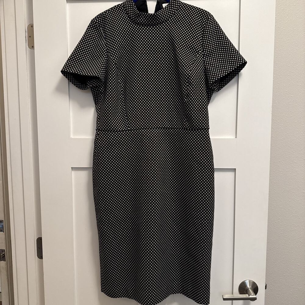 J Crew Dress Size 8 Size Mockneck Short Sleeve black and gold